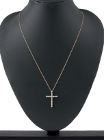 1/2 Carat Lab-Created Diamond Cross Necklace in 14K Rose Gold – 18″ Chain